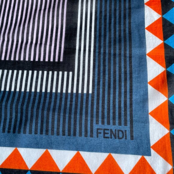 Fendi Cotton Geometric Scarf 41" x 40" - Picture 5 of 14